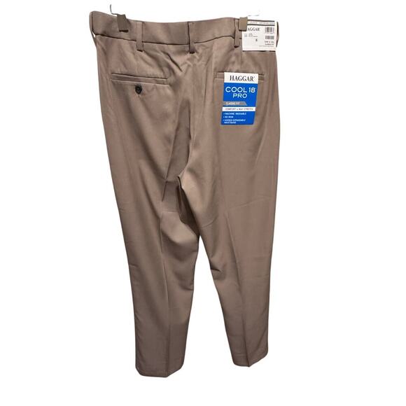 Haggar Men's Khaki Classic Fit Cool 18 Pro Dress Pants Flat Front 34W x 34L - Picture 12 of 12